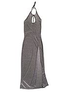 Lång klänning med halterneck, öppen rygg, hög slits och nyckelhål